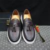 Classy Men's Flat Sole Tassel Penny Loafers Black Brown Genuine Leather Moccasins Slip-On Casual Sneaker Driving Shoes for Men