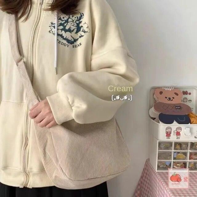 Сплошная вельветовая сумка через плечо, модная корейская повседневная сумка на плечо, большая вместительная женская сумка в ленивом стиле