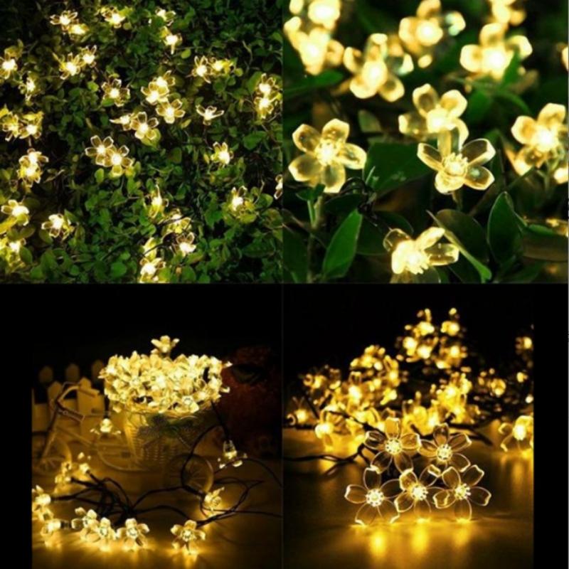 6.5M 30LED Solar String Sakura Lights LED Outdoor Waterproof Festival Garden Decorative Lights Christmas Tree Decorative Lights