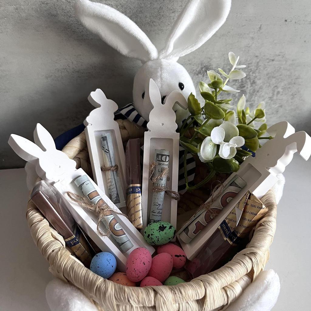 Пасхальный шоколад Подарочная коробка для шоколадных денег Силиконовая форма Подставка в виде кролика Держатель для шоколада Гипсовая форма Подарочный держатель для денег Литейные формы