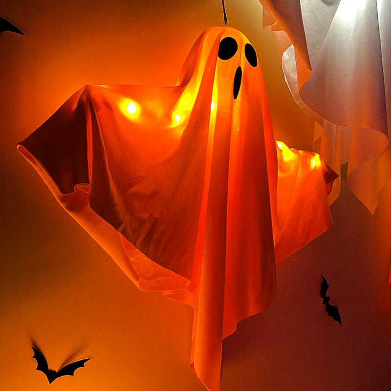 Halloween Party LED Glow Ghost Home Indoor Outdoor Decoration Supplies Haunted House Bar Hanging Horror Props with Lights