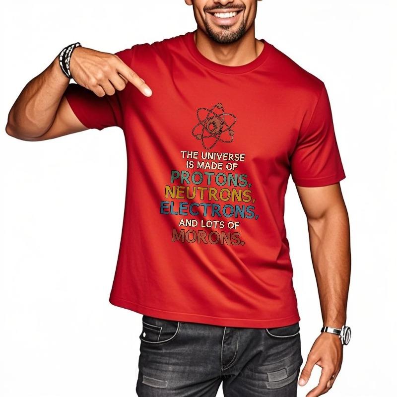 Brand Summer Unisex T Shirt The Universe Is Made Of Protons Neutrons Electrons And Lots Of Morons Short Sleeve Comfortable O