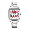 New Creative "Time Is Money" Men's Watch Square Luxury Quartz Watch Graffiti Dial Streetwear Relogio Masculino Hip Hop