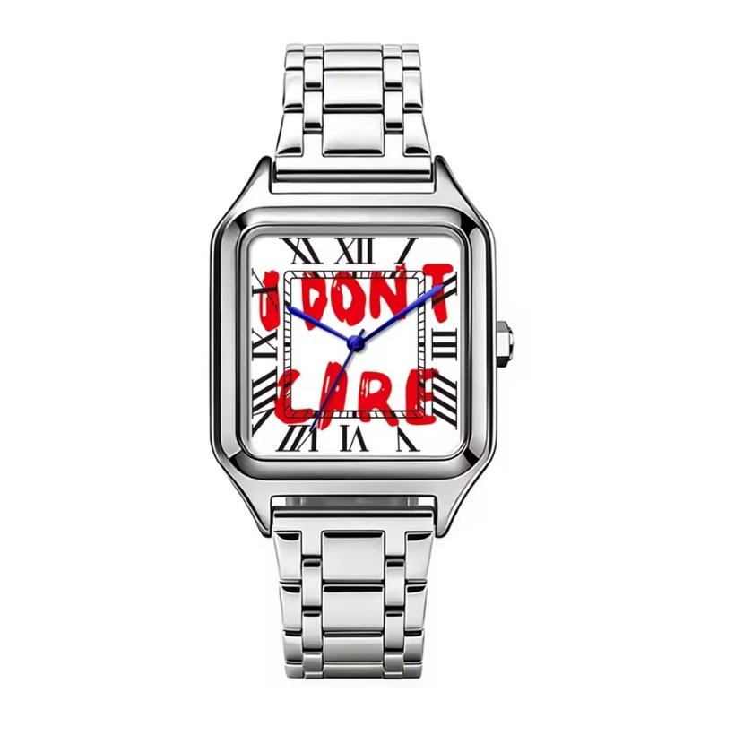 New Creative "Time Is Money" Men's Watch Square Luxury Quartz Watch Graffiti Dial Streetwear Relogio Masculino Hip Hop