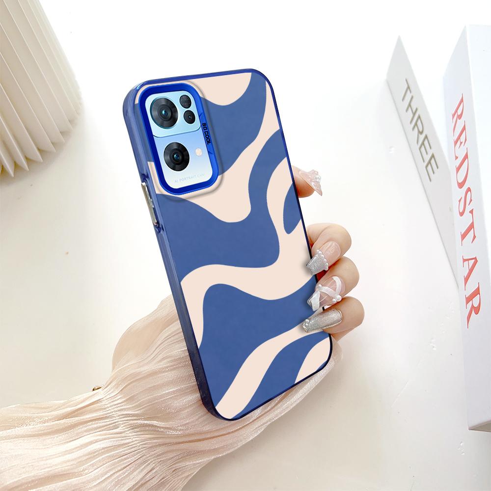 Окрашенный узор, цветной серебристый, двухсторонний, жесткий, противоударный чехол для телефона с защитой от падений для OnePlus OPPO Reno Realme