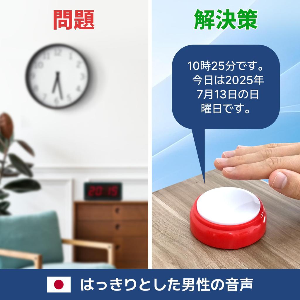 Говорящие часы с японским голосовым управлением. Доступны говорящие часы с высокой видимостью для людей со слабым зрением и слепых людей - 12/24 - Пожилые люди, люди с ограниченными возможностями,