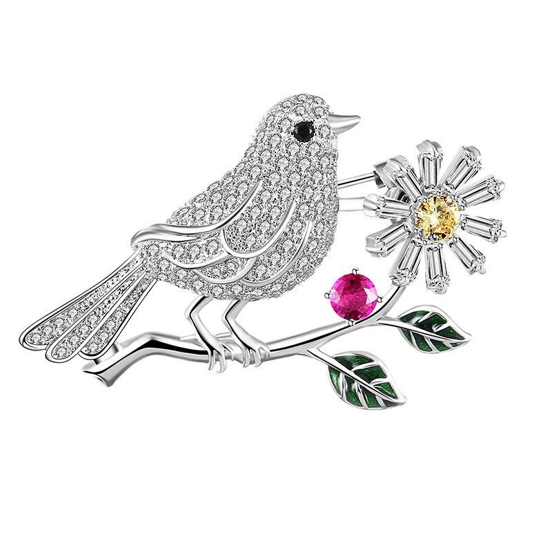 Blucome Quality Cute Animal Bird Pins Women's Brooch for Coat Suit Hijab New Year Gifts