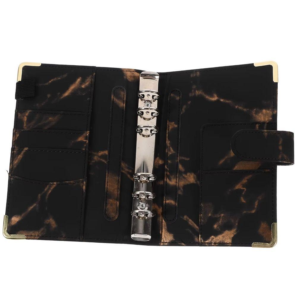PU Money Saving Binder Marbling Money Planner Budget Binder Card Holder Daily Bookkeeping