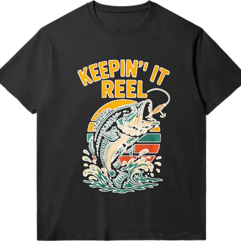 Solid Color For Unisex O Neck Tshirt Unisex Keepin It Reel Fishing Design Anime For Him Tops Quick Dry Shirt Crew Neck Tshirt