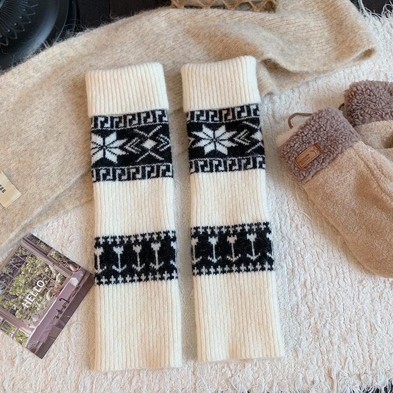 Осенне-зимние носки для женщин, толстые и теплые махровые носки из шерсти, ретро носки до икры