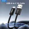 EAGET Кабель для быстрой зарядки 3A USB-A - USB-C, 66 Вт, 1 м/2 м, 48-жильный плетеный провод, скорость передачи данных 480 Мбит/с, совместим с устройствами Android