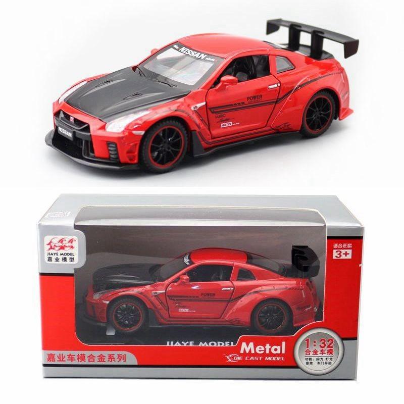 R35 Gtr Alloy Car Model 132 With Light Sound Open Doors For Gift Kids