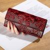 Genuine Leather Purse Women Large Real Leather Clutch Long Women's Cow Leather Purses Floral Ladies Wallets