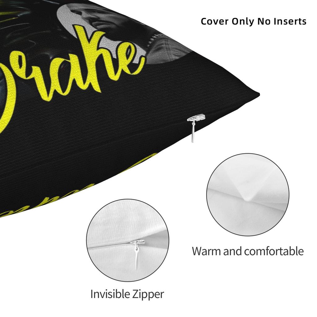 Drake Rapper Pillowcase Soft Polyester Cushion Cover Decorative Throw Pillow Case Cover Home Zipper 40*40Cm