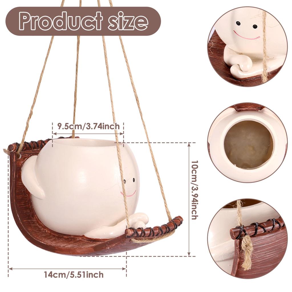 Смоляные суккулентные цветочные горшки для растений, подвесные корзины, симпатичные настенные кашпо с улыбкой для дома, балкона, внутреннего декора, садовых принадлежностей