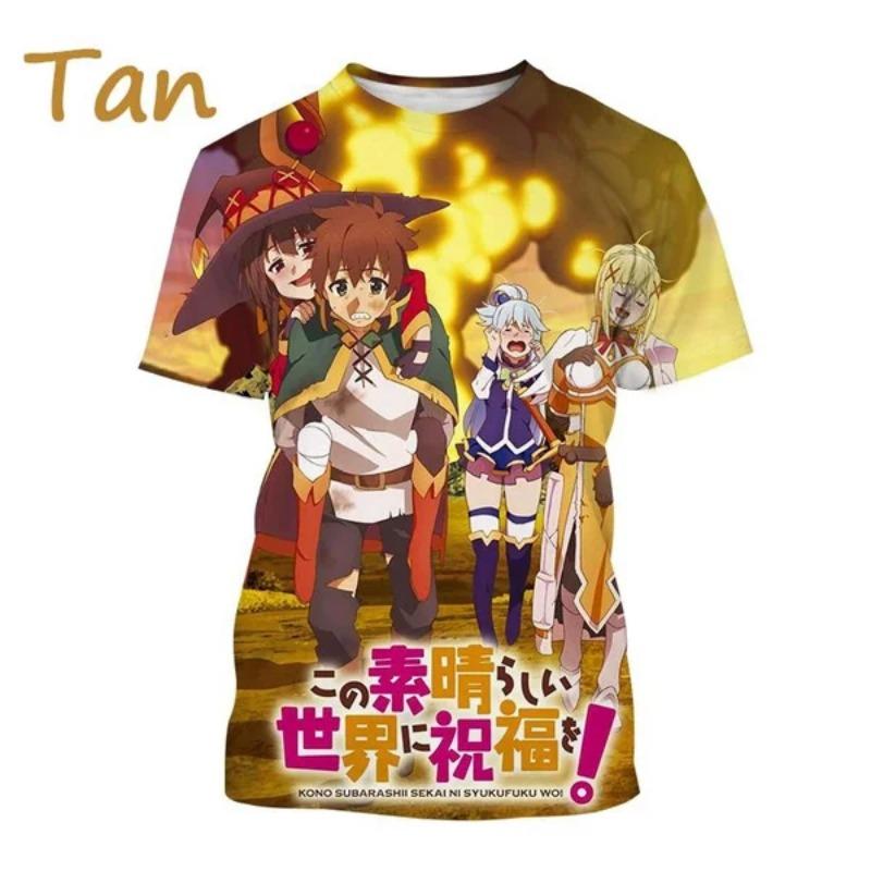 Летняя Классическая Аниме Мужская Повседневная Футболка Новая KonoSuba 3D Печать Личность Уличный Харадзюку Крутая Футболка с коротким рукавом