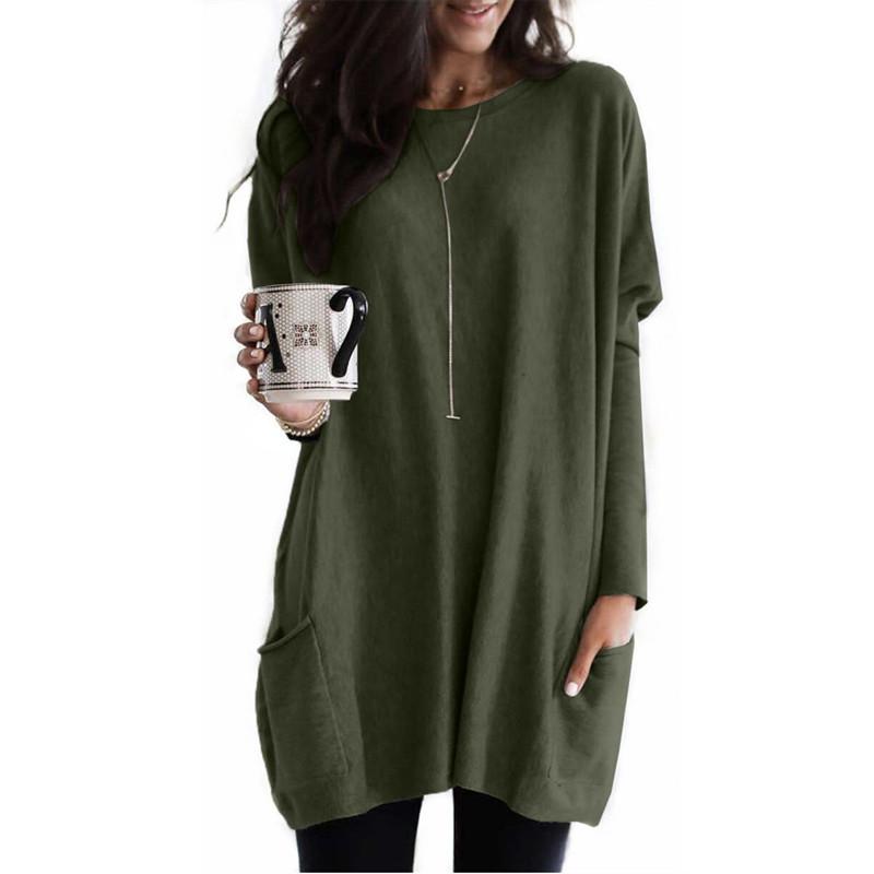 Spring and Autumn T-shirt Women's Casual Round Neck Long Sleeve Top