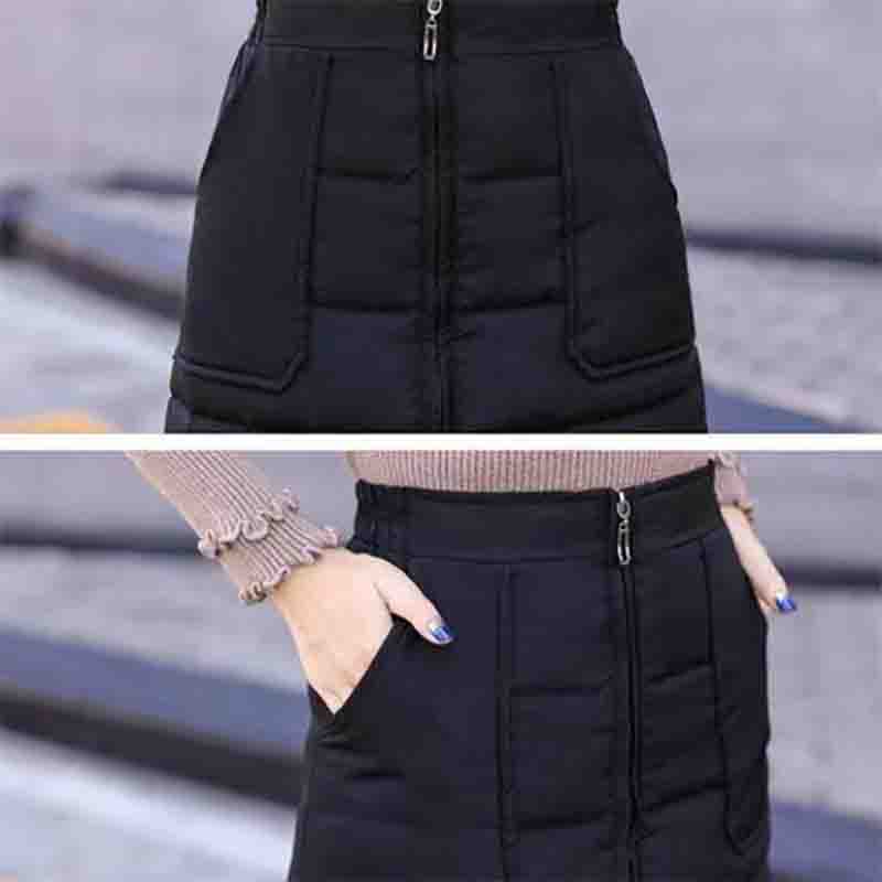 Женская хлопковая пуховая юбка трапециевидной формы с высокой талией, защита талии, теплая ветрозащитная утолщенная цельная юбка средней длины на бедрах