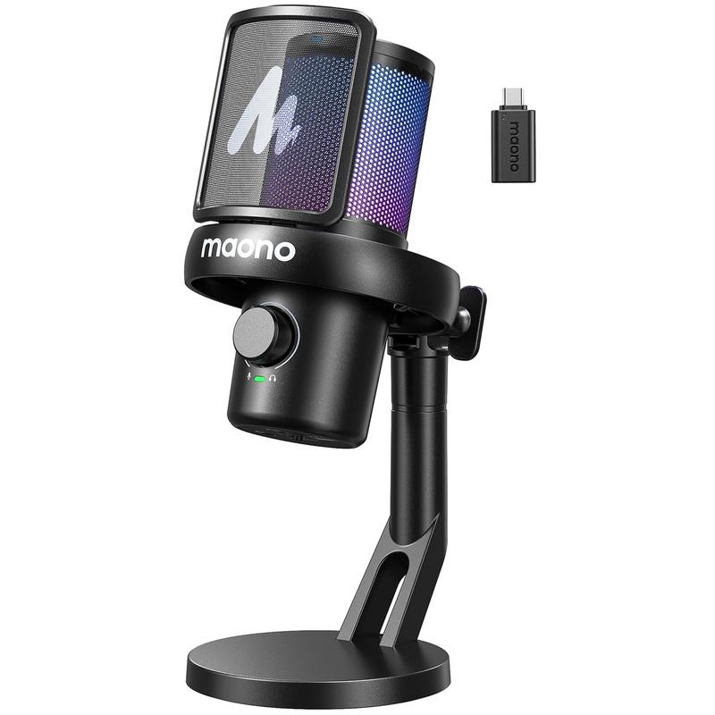 Беспроводной USB-микрофон Maono DM40 с ИИ-изменителем голоса, шумоподавлением, конденсаторный микрофон для игр, стриминга, ПК, ноутбука, записи