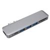 dodocool Aluminum Alloy 7 in 1 Multiport Hub with Dual USB C Connectors 4K Video HD Output Port SD TF Card Reader USB