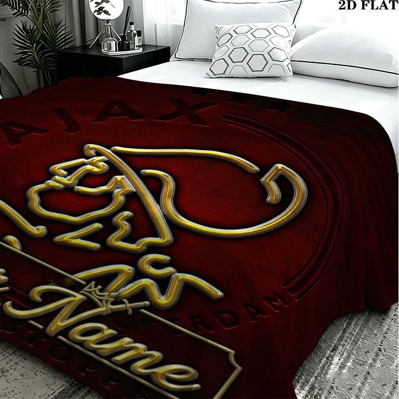 1PC AFC Ajax Custom Name Patterned Flannel Blanket Suitable For All Seasons for Home Decor Warmth and Comfort Gifts Holiday Present