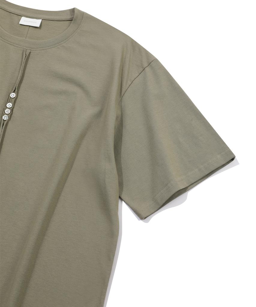 EPISODE UNTITLED Point Snap Open Cut T-Shirt_Olive