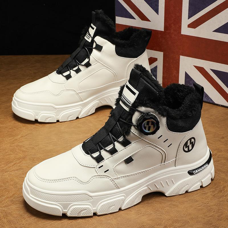 Весенние мужские высокие ботинки на платформе, уличные ботинки для защиты от холода, модные рабочие ботинки с вращающимися пуговицами для мужчин