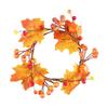 Maple Leaf  Wreath Artificial Candle Holder Rings Wreath for Thanksgiving Halloween Decoration