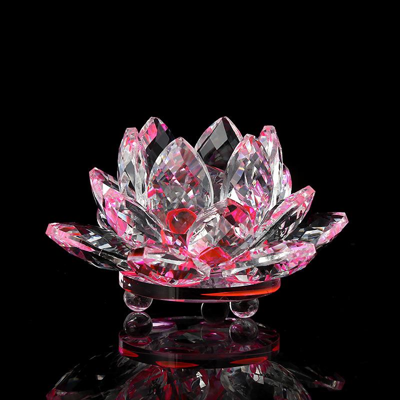 European Style Crystal Lotus Heart Ornament for Temple Living Room Office Desk Jewelry Cabinet Decoration Small Craft Flower