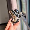 Vintage Alloy Rhinestone Brooch Oil Black Sun Hat Pretty Ladies Abstract Portrait Brooch Pin
