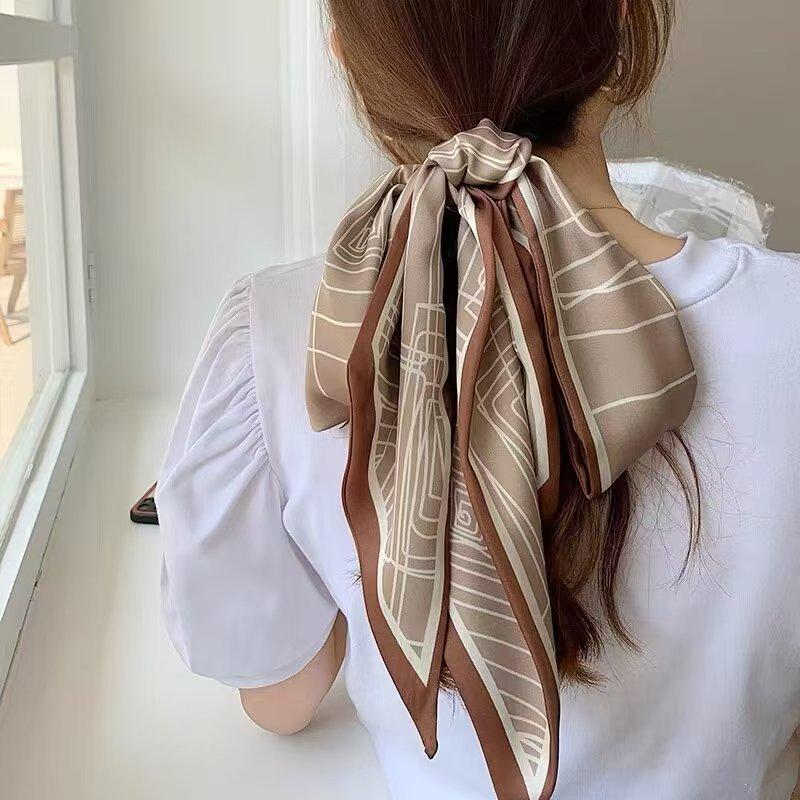 Длинный шейный платок, узкие ленты для волос, шарф, женские модные повязки на голову, шейные платки, напечатанная повязка на голову, симпатичные женские шарфы-сумки 14x145 см