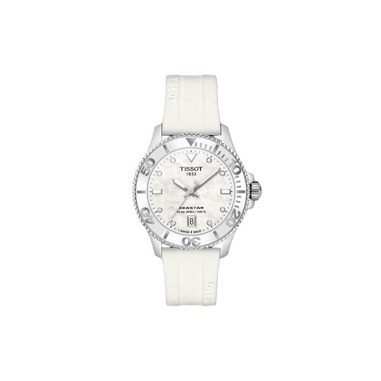 Tissot Коллекция Звезда Моря Кварцевый Механизм Водонепроницаемость 300 метров Женские Часы Белый Циферблат T120.210.17.116.00