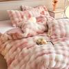 Plush Bed Four-piece Set, Plush Thickened Double-sided Milk Plush Thermal Bed Sheet, Quilt Cover, Pillowcase Three-piece Set