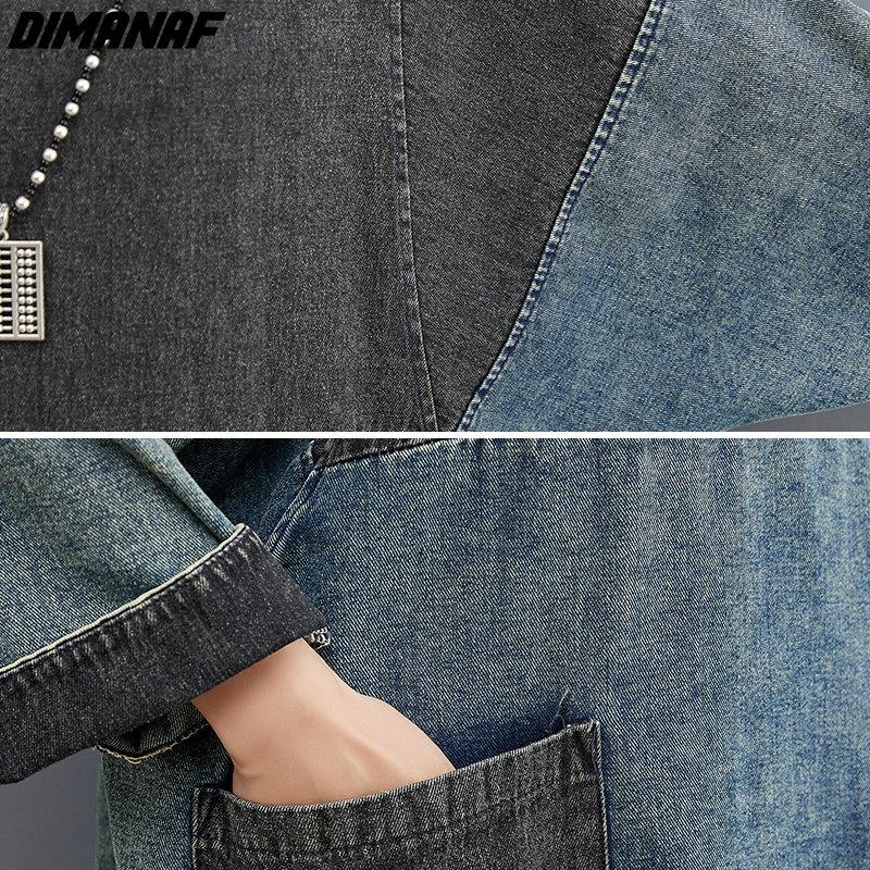 Dimanaf Plus Size Women 2023 Spring Dress Denim Long Sleeve Dress Long Dress Loose Dress Blue Basic Dresses New