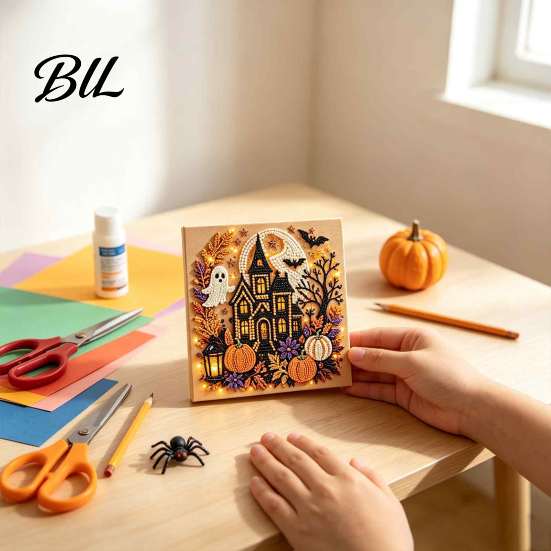 Relaxing Decompression Hobbies Halloween Christmas DIY Faux Pearl Diamond Painting Kit, Rhinestone Art Craft Full Drill Sets Set for Adults, Handmade