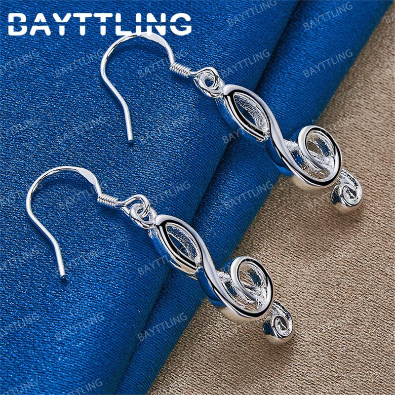 Luxurious 925 Sterling Silver Fine Note Earrings for Women Fashion Wedding Gift Accessories Jewelry
