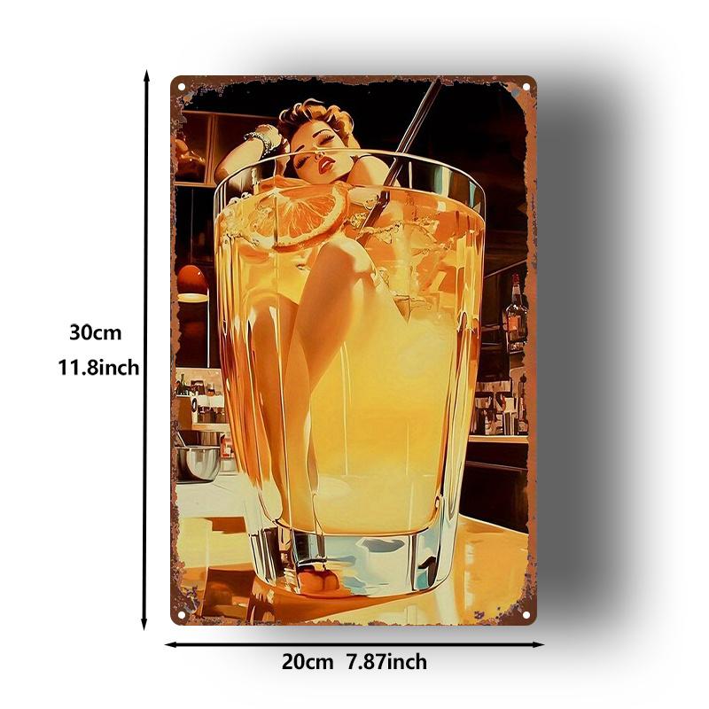 Retro Metal Sign Orange Juice Beauty Bar Wall Decor x Inch Vintage Tin Sign for Bathroom Man Cave Garden Home Office Kitchen
