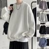 Sweatshirt Loose Solid Color Round Neck Long Sleeve Thick Warm Soft Unisex Casual Simple Style