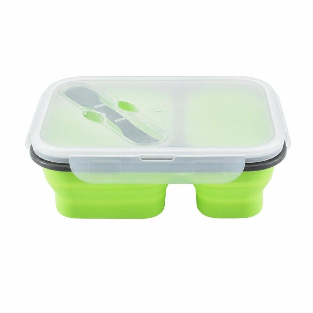 2PCS Silicone Collapsible Lunch Box 1000ml Portable Storage Bowl For Outdoor Travel