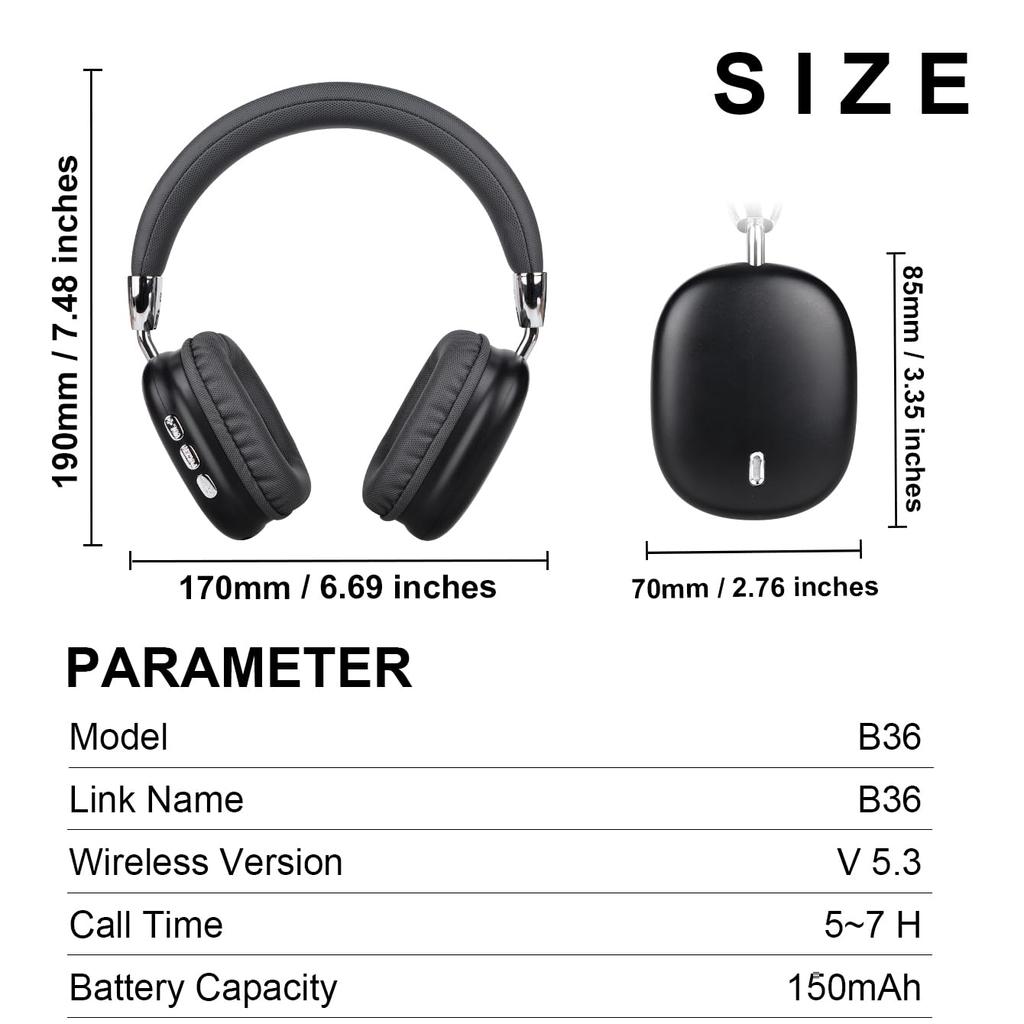 Беспроводная связь Bluetooth Bluetooth совместима со многими закрытыми черными наушниками с утечкой звука, накладными наушниками, наушниками, накладными наушниками, моделями,
