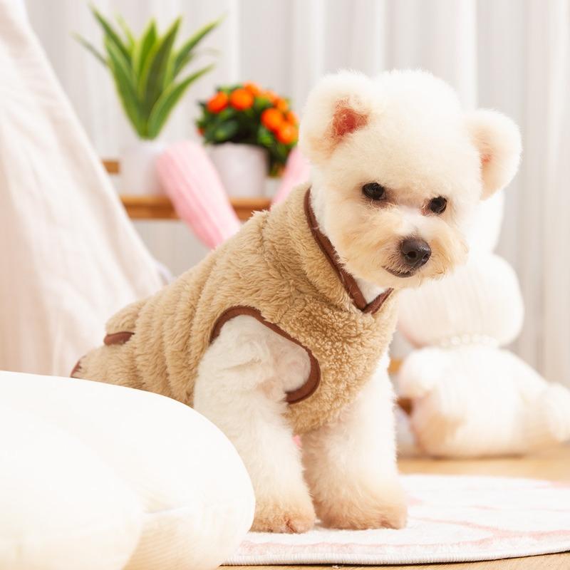 Cute Pocket Dog Clothes Pet Warm Clothes Winter Double-sided Plush Puppy Hoodie High Neck Beagle Pullover