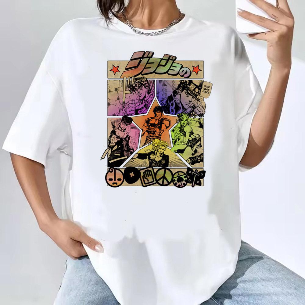 Футболка Jojo Bizarre Adventure женская аниме Цветная Женская Готическая Пастельная футболка 80-х Цветной харадзюку Графический графический Y2k