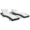 VidaXL Sun Loungers 2 Pcs and Table Wicker and Textilene Black