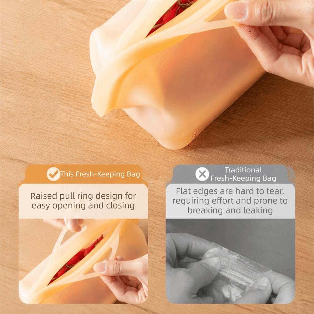 High-Temperature Silicone Food Storage Bags Self-Standing Reusable Freezer Bag Picnic