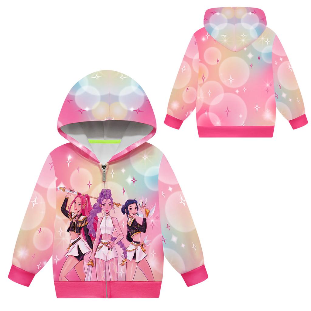 Худи для девочек 3D Мультяшная куртка Толстовка Музыкальная на молнии с капюшоном с длинным рукавом Топы