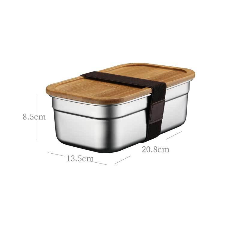 Ланч-бокс в японском стиле из нержавеющей стали 304 с деревянной крышкой, сохраняющий свежесть пищевой контейнер, портативный кейс для хранения для школьников и детей
