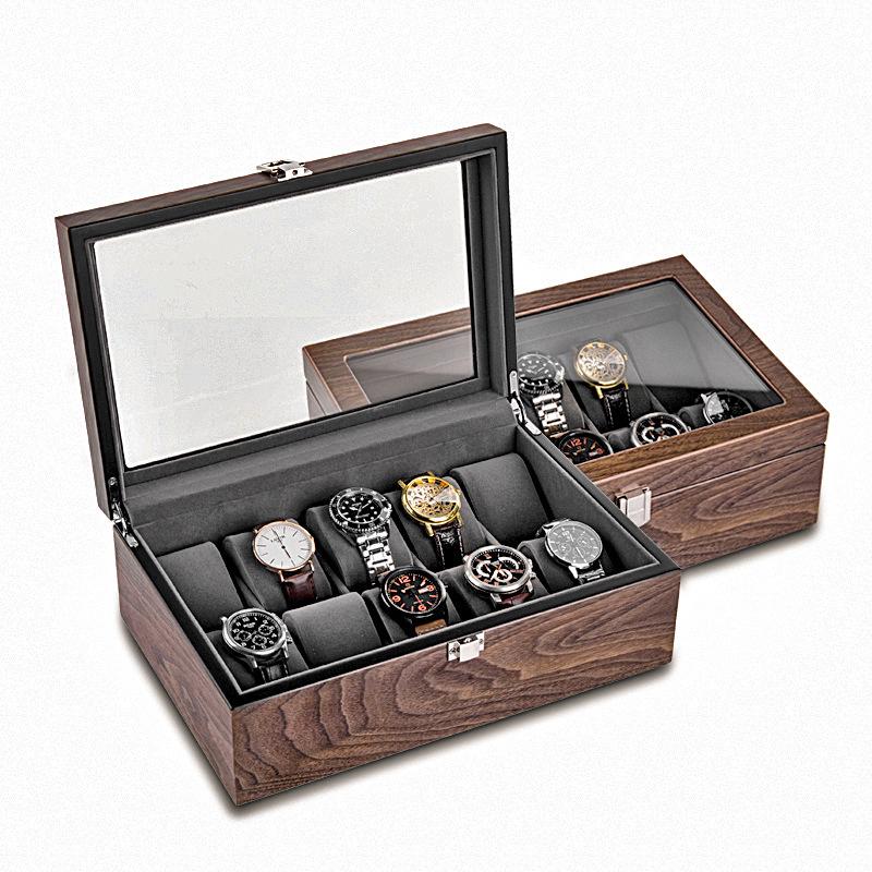 Walnut Wood Watch and Jewelry Organizer Box - Storage for Wristwatches, Bracelets, and More
