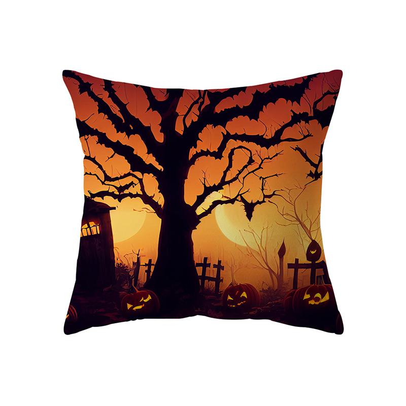 Devil Pumpkin Throw Pillow Cover Witch Halloween Theme Throw Pillow Cover Sofa Chair Bed Cushion Cover Home Decor