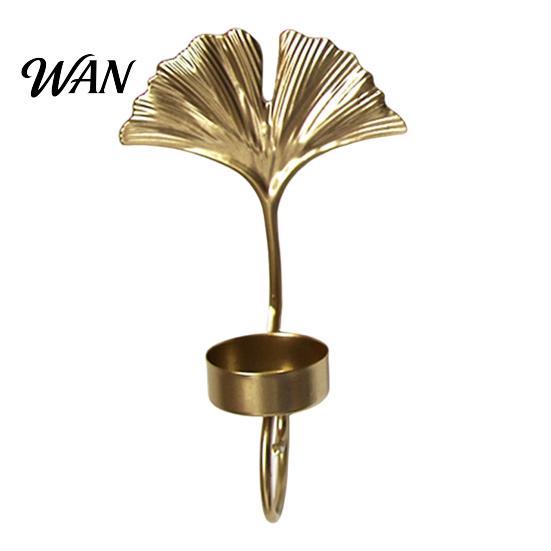 Entryway Wall Hanging Sconce Gold Ginkgo Leaf/Feather Candle Holder, Metal Decorative Candlestick Stand, Space-saving Modern Decor Suits Tealight