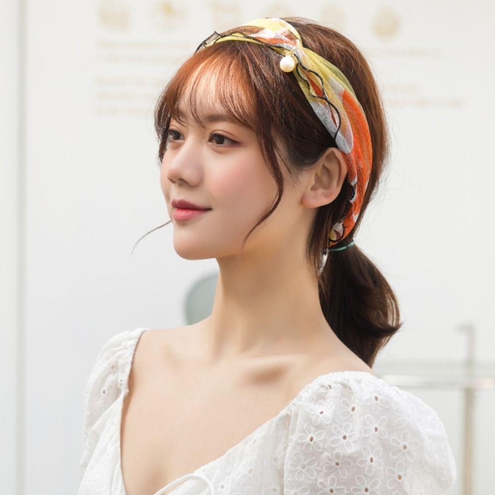 Hair Band Ruffle Edge Wraps Flower Female Shawl Printed Scarf Summer Bib Korean Style Scarves